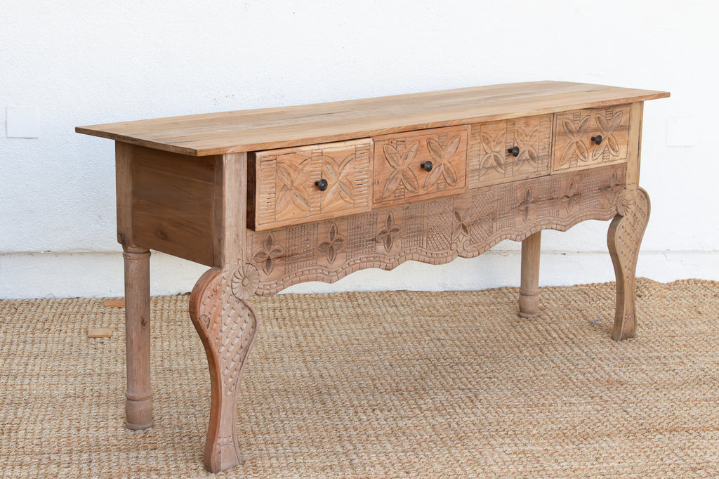 Finely Carved Long Nahuala Console Table