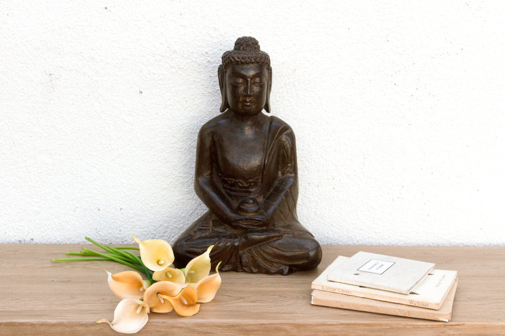 Handcarved Stone Seated Buddha