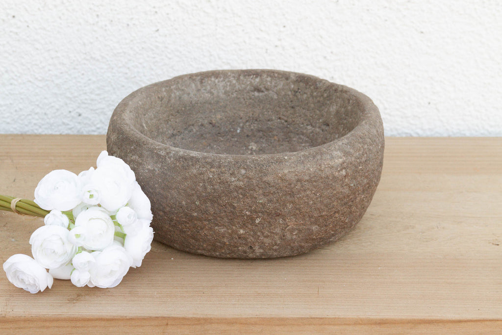 Antique Carved Stone Spice Kitchen Bowl
