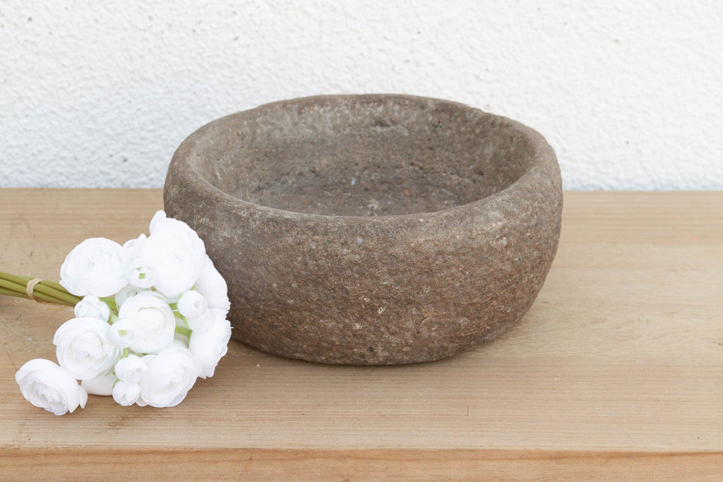 Antique Carved Stone Spice Kitchen Bowl