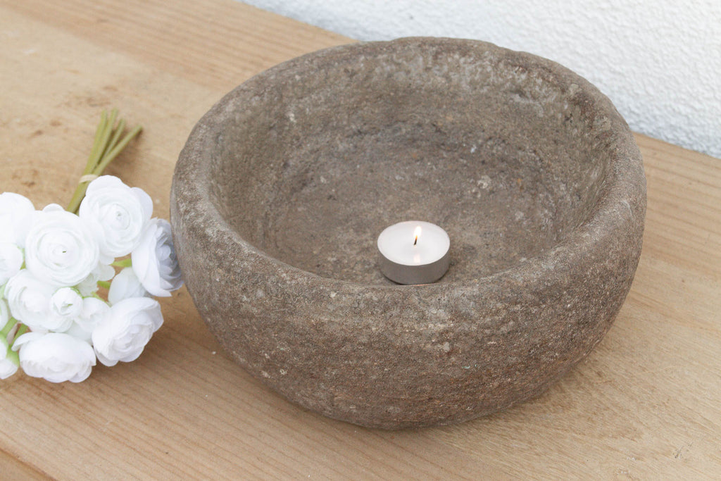 Antique Carved Stone Spice Kitchen Bowl