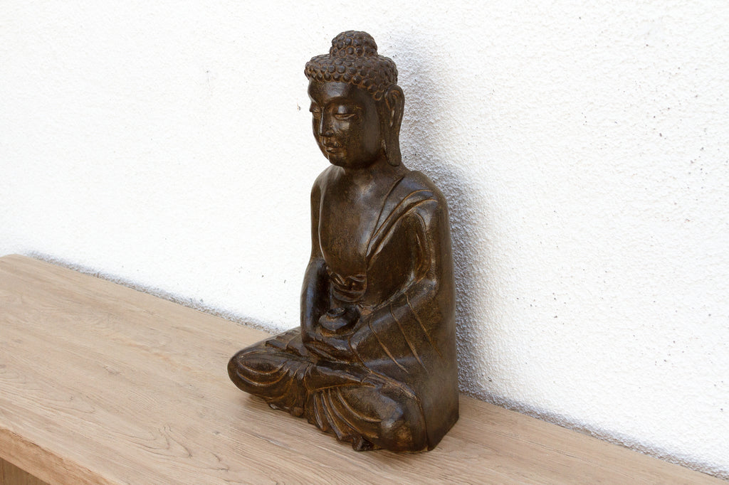 Handcarved Stone Seated Buddha