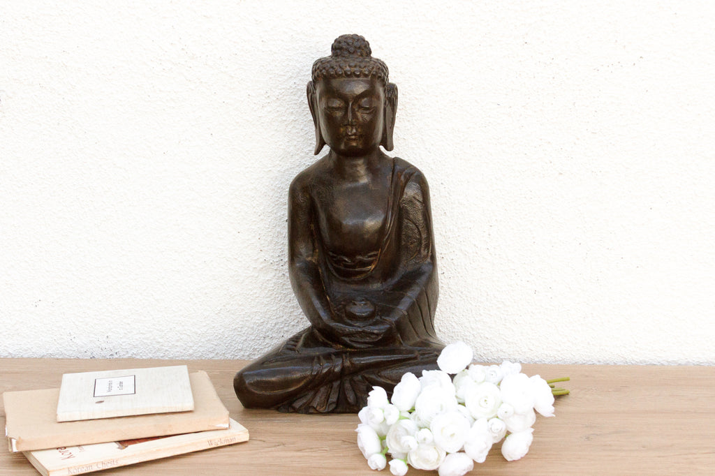 Black Stone Buddha Seated in Meditation (Trade)
