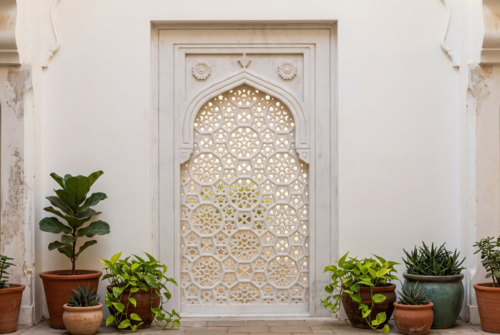 Taj Carved Indian Marble Window