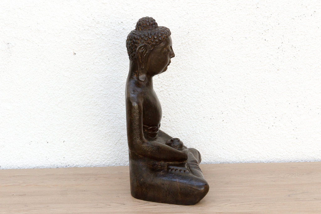 Black Stone Buddha Seated in Meditation (Trade)