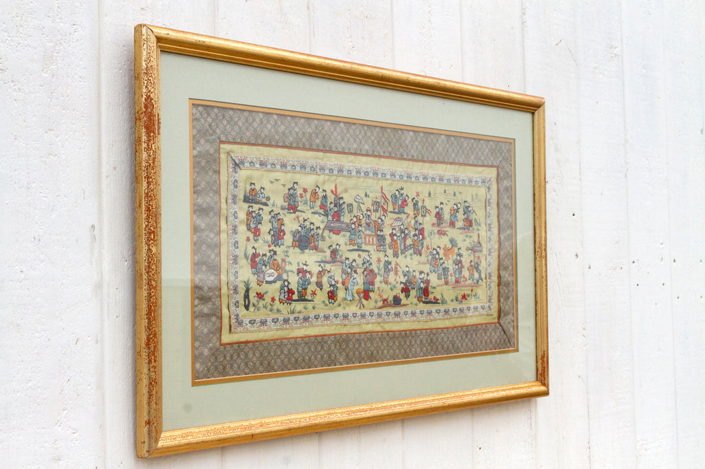 Antique Framed Grand Procession Embroidery (Trade)