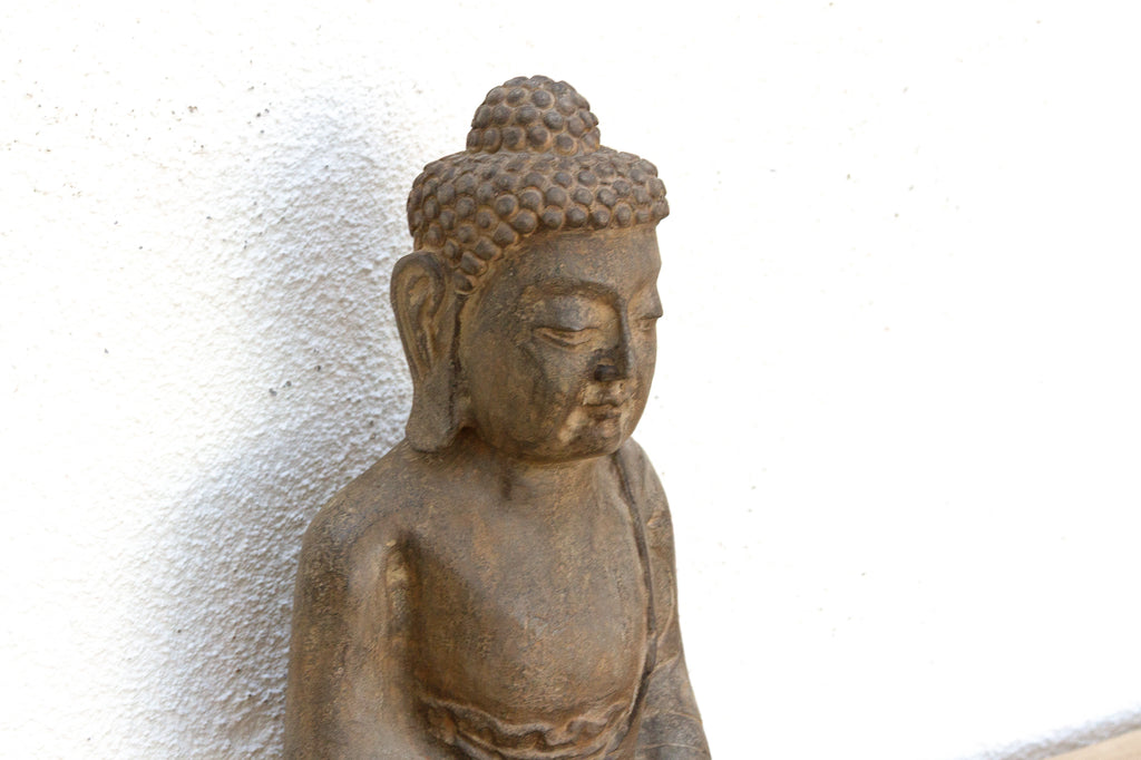 Peaceful Double Lotus Seated Stone Buddha (Trade)
