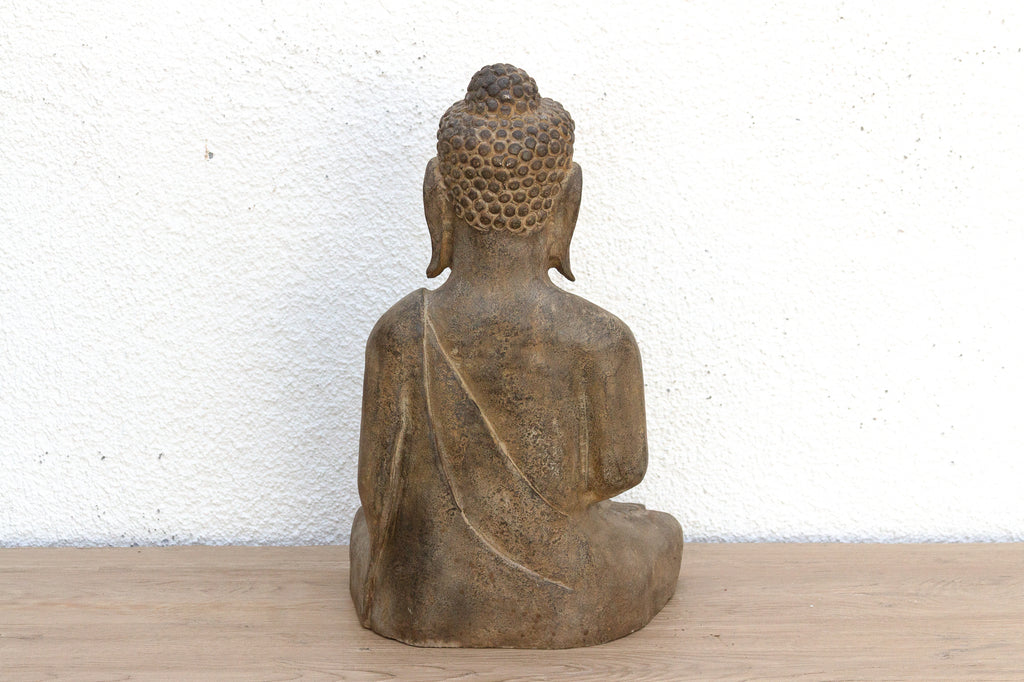 Peaceful Double Lotus Seated Stone Buddha (Trade)