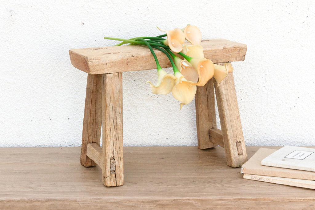 Old Bleached Wood Milking Stool