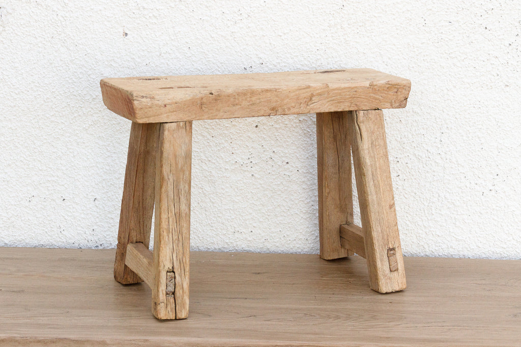 Old Bleached Wood Milking Stool