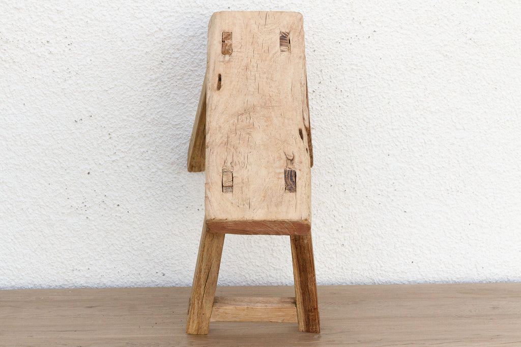Old Bleached Wood Milking Stool
