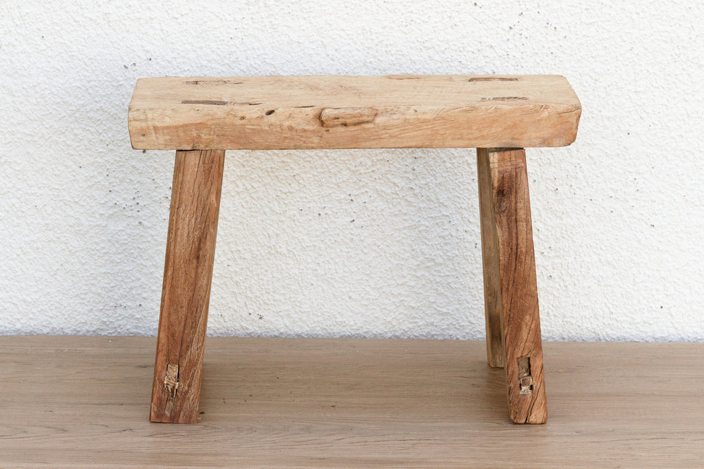 Old Bleached Wood Milking Stool