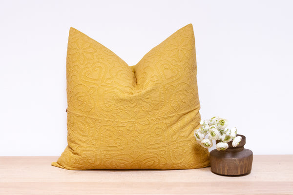 Dark Yellow Handmade Pillow Cover