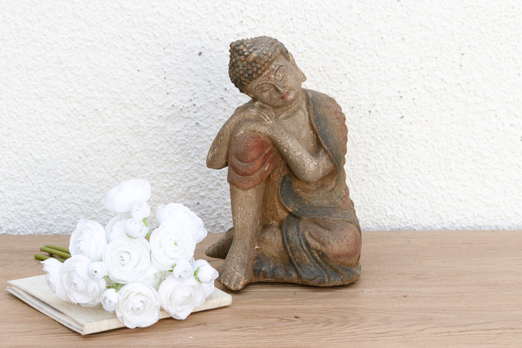 Charming Petite carved & Painted Sleeping Buddha