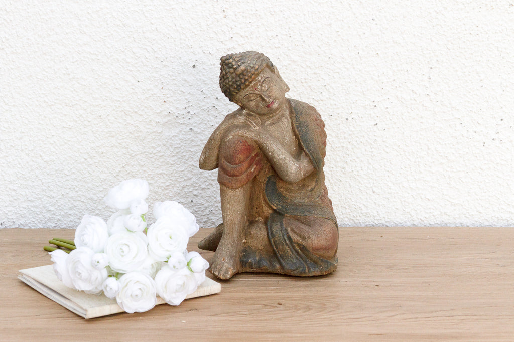 Charming Petite carved & Painted Sleeping Buddha