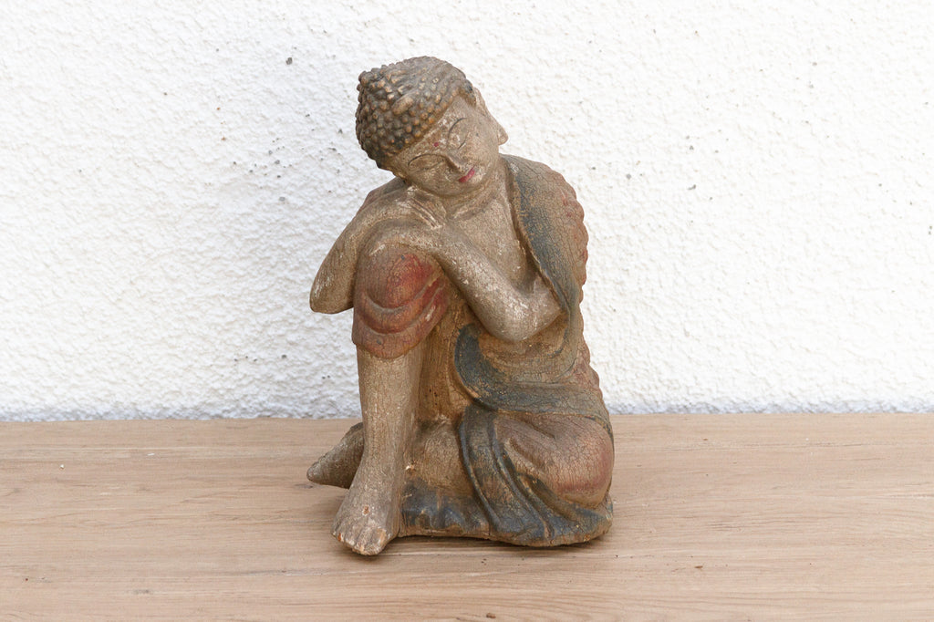 Charming Petite carved & Painted Sleeping Buddha