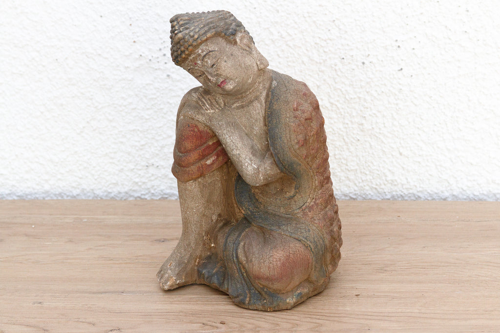 Charming Petite carved & Painted Sleeping Buddha