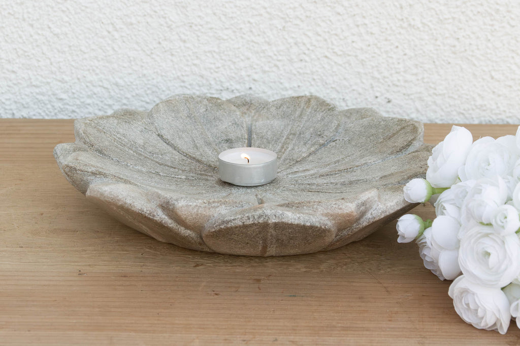Petite Grey Stone Lotus Flower