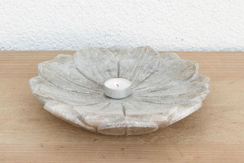 Petite Grey Stone Lotus Flower