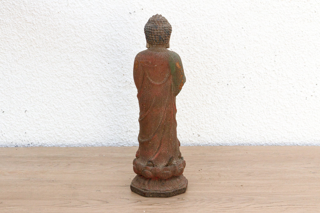 Petite Carved Wood Buddha on Lotus