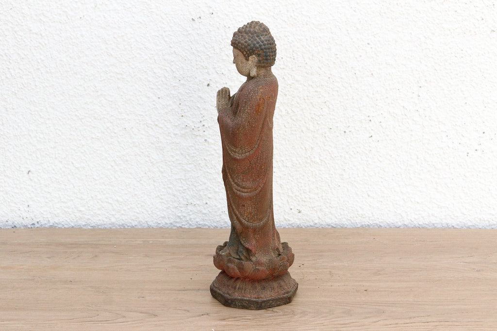 Petite Carved Wood Buddha on Lotus