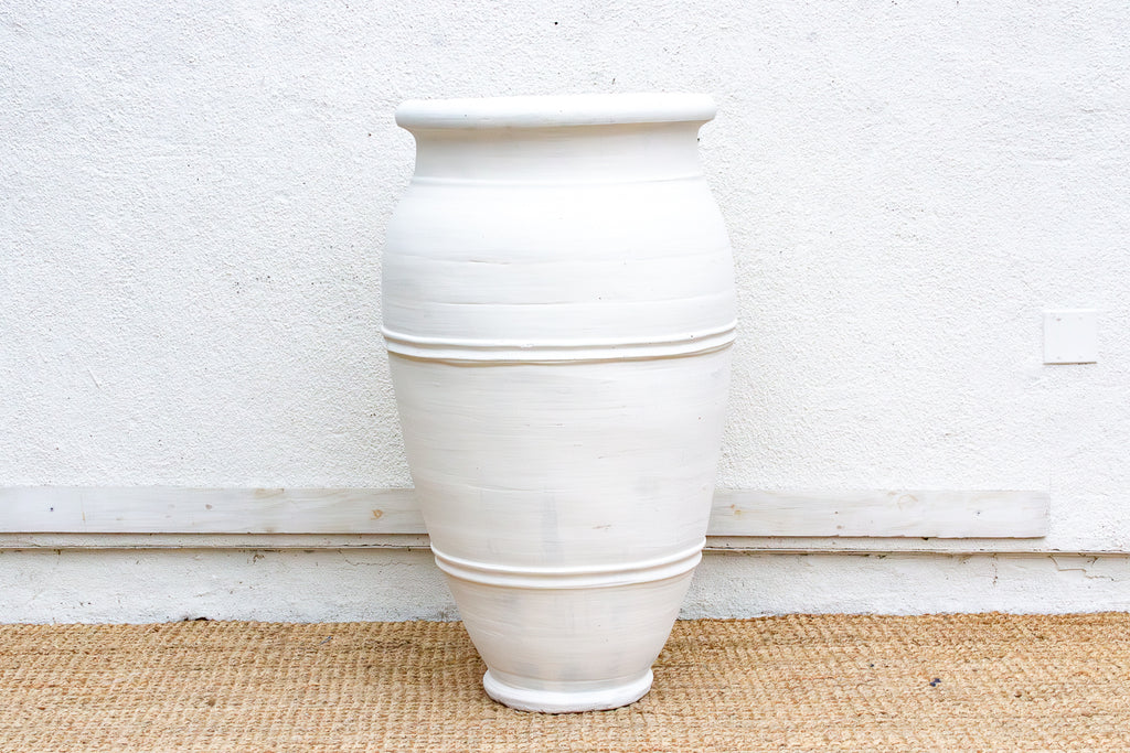 Tall Mediterranean Style White Terracotta Planter (Trade)