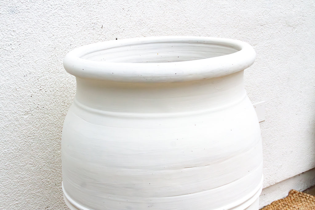 Tall Mediterranean Style White Terracotta Planter (Trade)