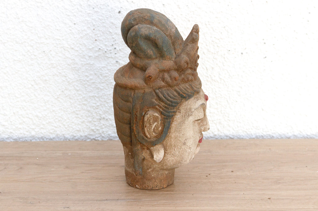 Carved & Painted Small Meditative Buddha Head