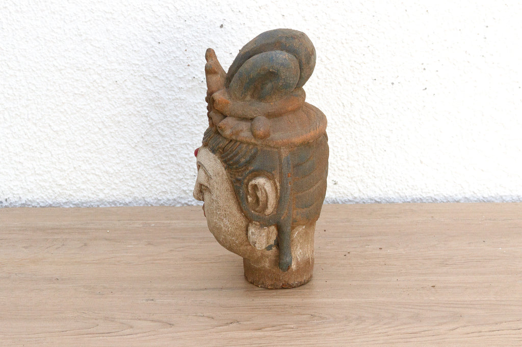 Carved & Painted Small Meditative Buddha Head