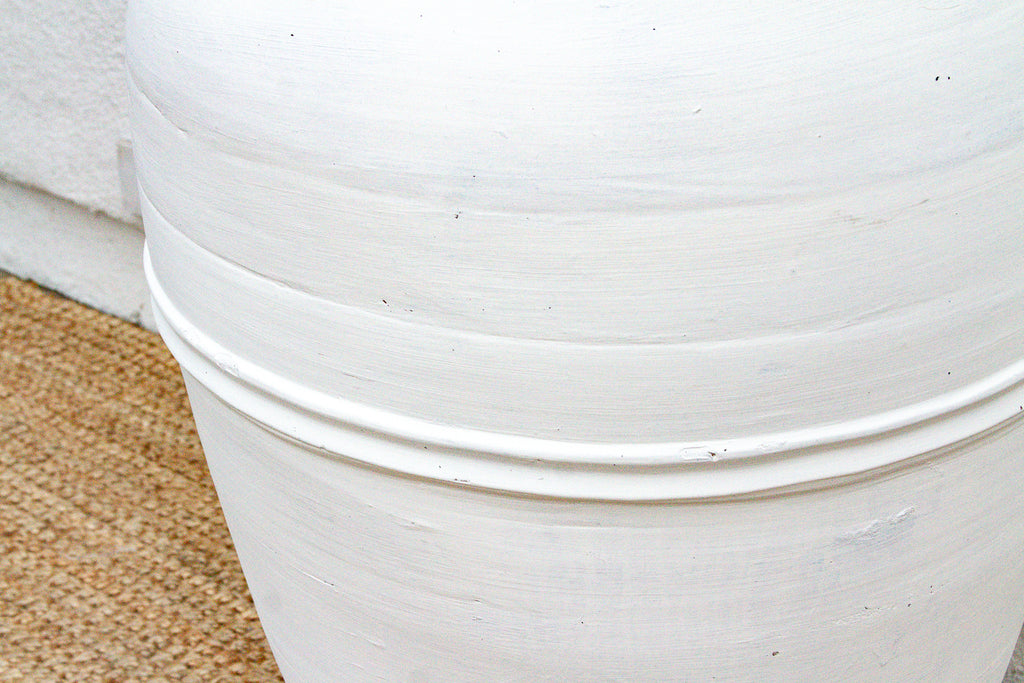 Tall Mediterranean Style White Terracotta Planter (Trade)
