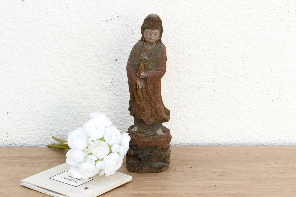 Expertly Hand-Carved Guan Yin Figure