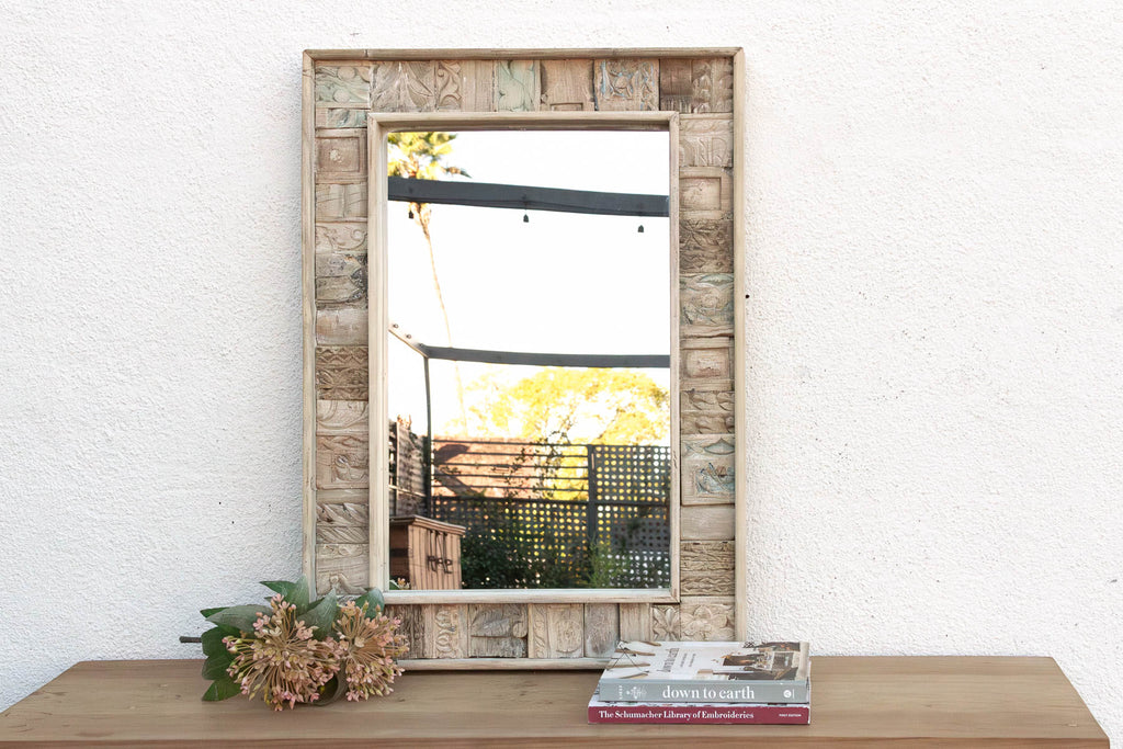 Rustic Abstract Carved Wall Mirror