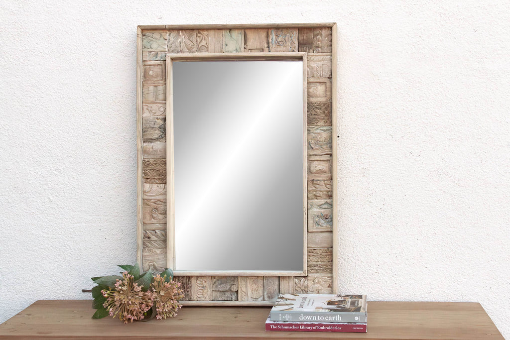 Rustic Abstract Carved Wall Mirror (Trade)