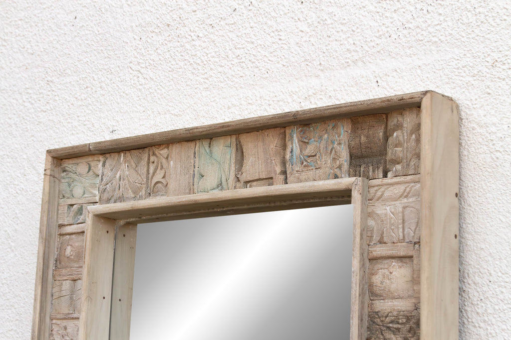 Rustic Abstract Carved Wall Mirror