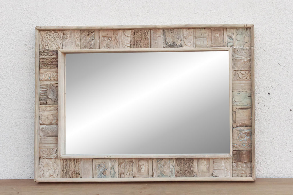 Rustic Abstract Carved Wall Mirror