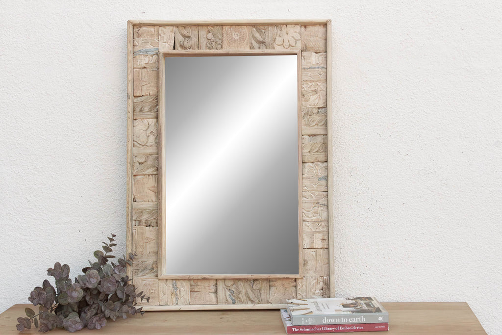 Rust Modern Farmhouse Carved Mirror