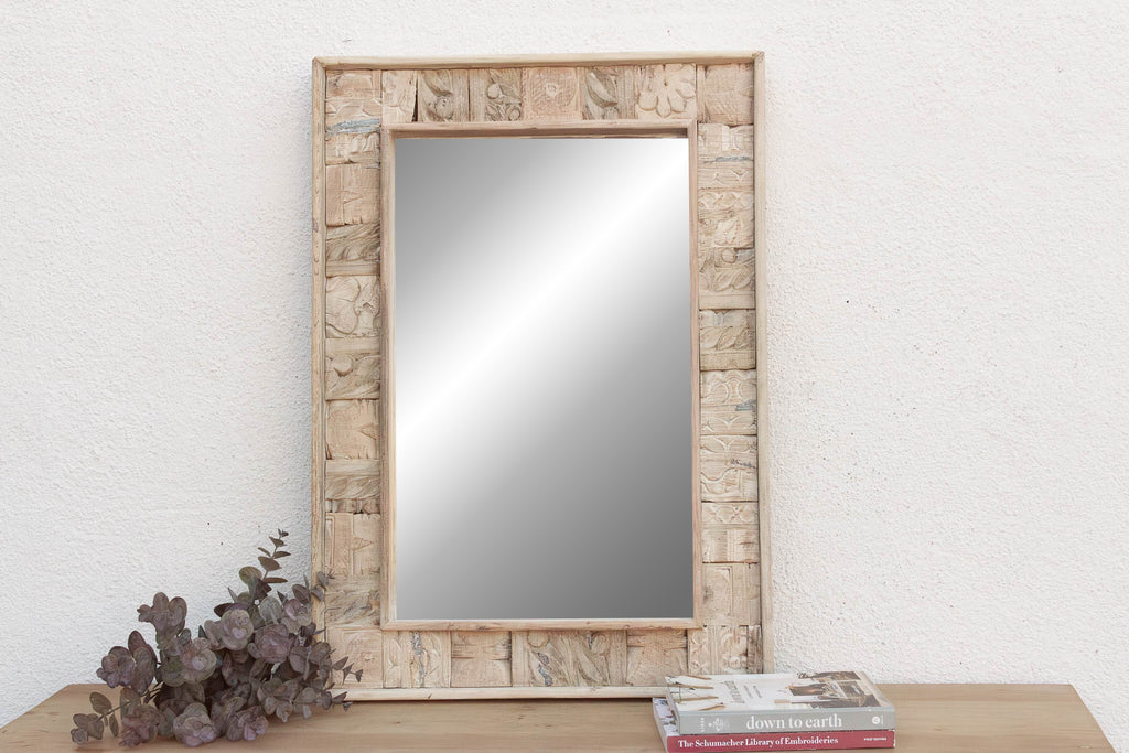 Rust Modern Farmhouse Carved Mirror