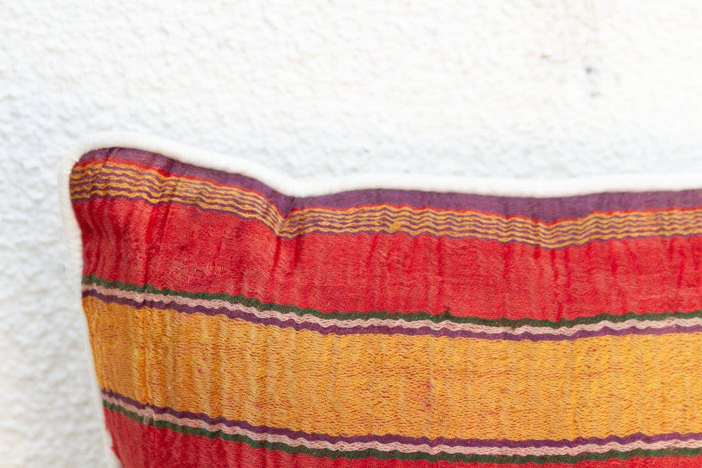 Pair of Bhuj Striped Mashru Lumbar Pillows (Trade)