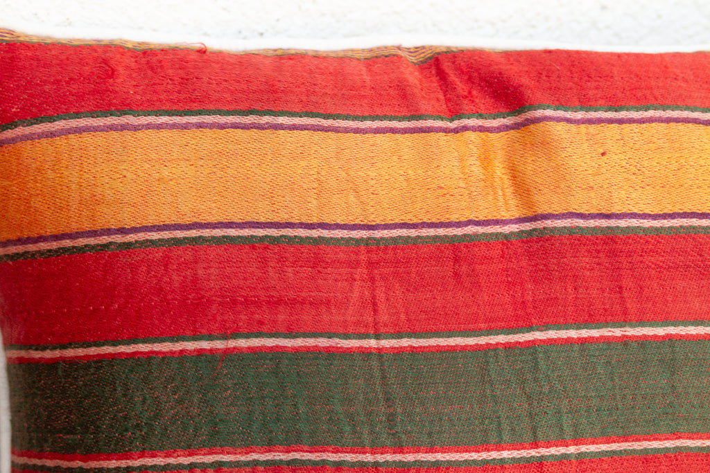 Pair of Bhuj Striped Mashru Lumbar Pillows (Trade)