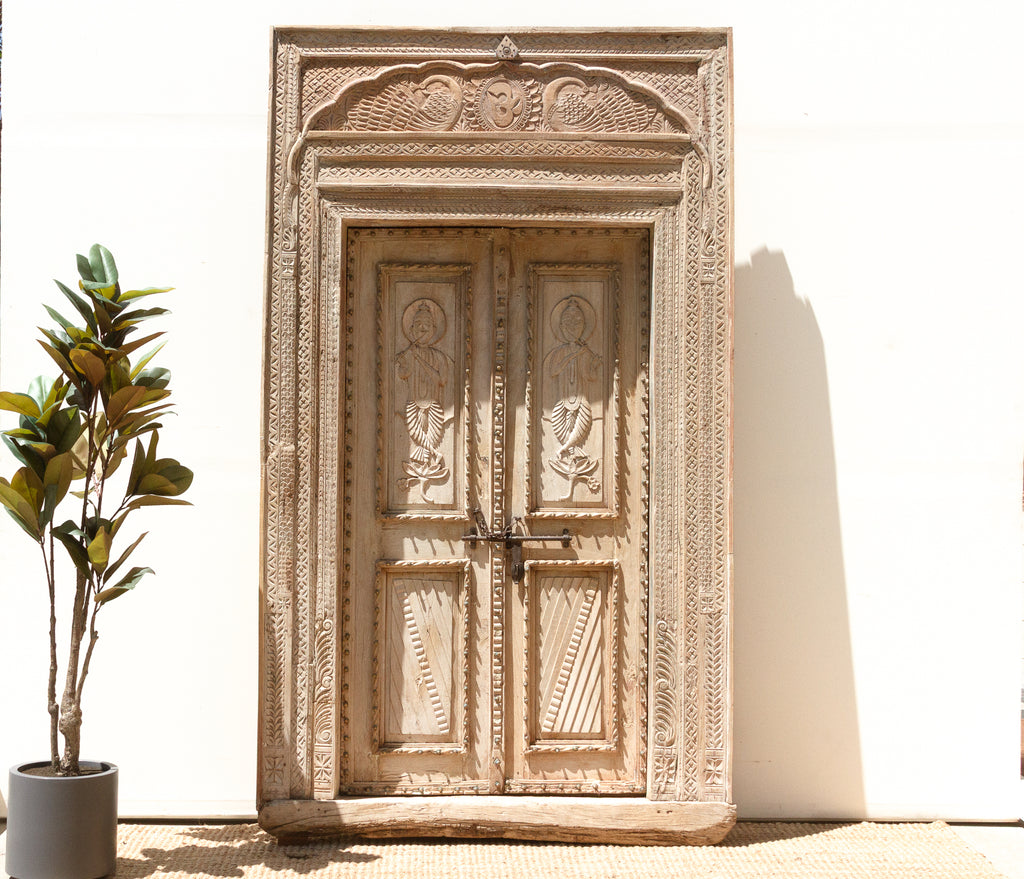 Monumental Antique Indian Teak Krishna Door (Trade)