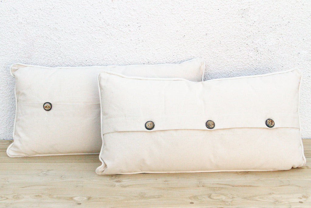 Pair of Bhuj Striped Mashru Lumbar Pillows (Trade)