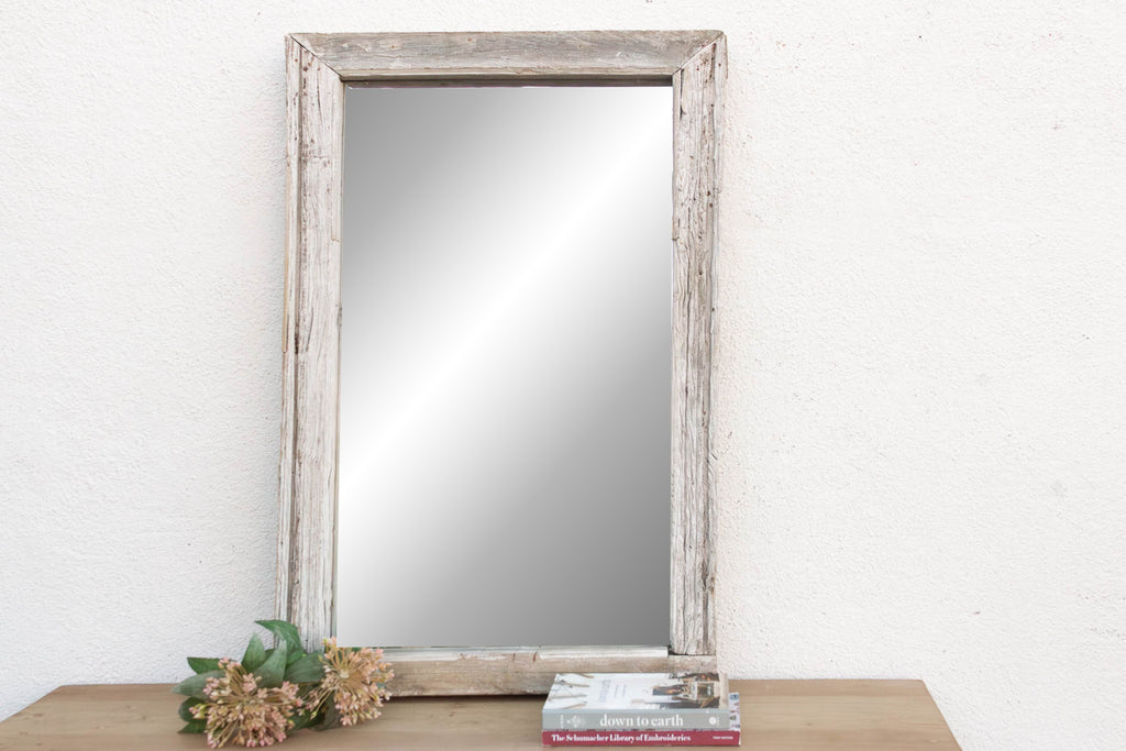 Antique Wabi Sabi Weathered Teak Mirror