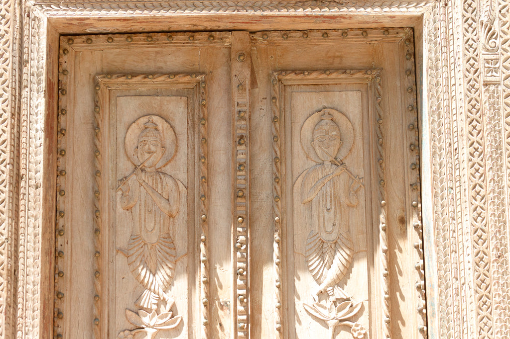 Monumental Antique Indian Teak Krishna Door (Trade)