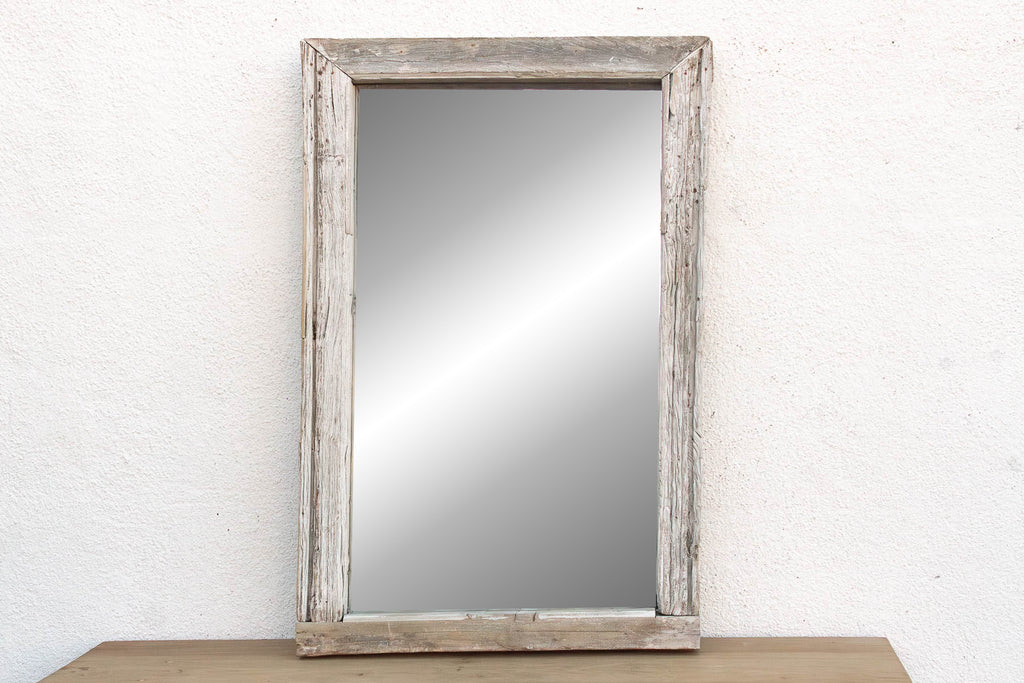 Antique Wabi Sabi Weathered Teak Mirror (Trade)