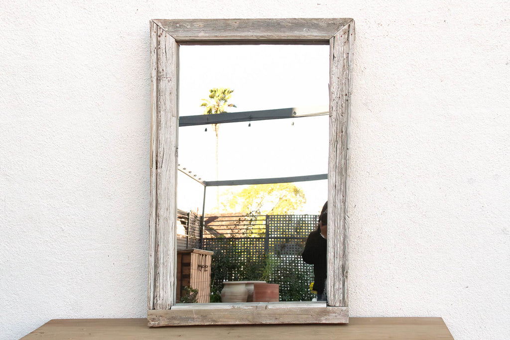 Antique Wabi Sabi Weathered Teak Mirror