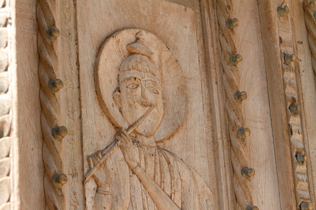 Monumental Antique Indian Teak Krishna Door (Trade)