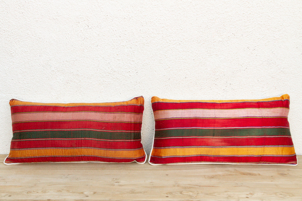 Pair of Mandvi Mashru Lumbar Pillows