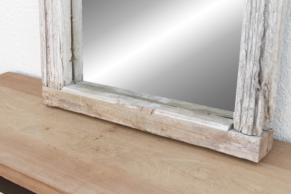 Antique Wabi Sabi Weathered Teak Mirror