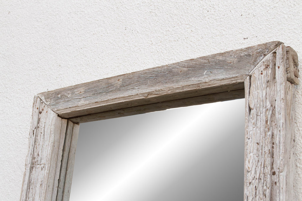 Antique Wabi Sabi Weathered Teak Mirror
