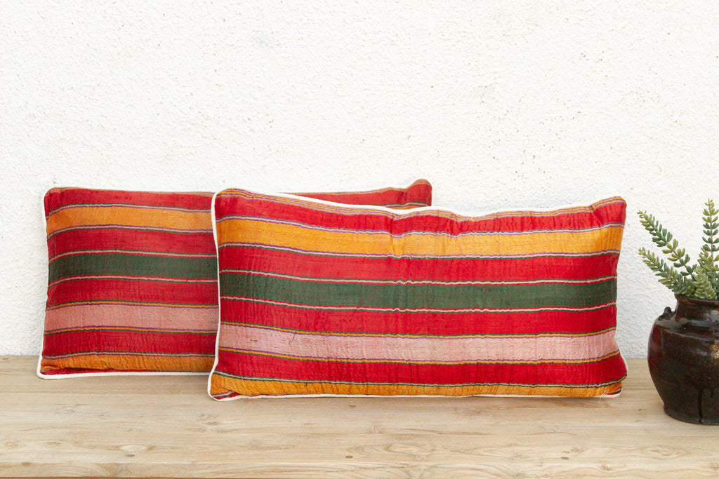 Pair of Anjar Mashru Lumbar Pillows